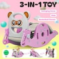 thumbnail image 4 of 4-in-1 Kids Slide Rocking Toy, Portable Combination Slide for Children, Rocking Horse with Basketball Hoop, Convertible Freestanding Slide for Age 1-6 Boys And Girls-Pink, 4 of 8