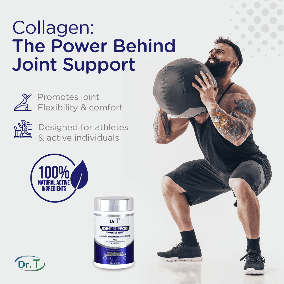 Joint Support – Premium Blend of Collagen Complex, Glucosamine, Chondroitin, Turmeric & White Willow Bark – Designed for Athletes and Active Individuals Looking to Improve Joint Health. 90 Capsules