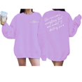 thumbnail image 7 of Baqcunre Women's Sweaters Women's Long Sleeved Letter Powherful Print Long Sleeved Sweater Crewneck Sweatshirts Fall Outfits Women Trendy Purple XL, 7 of 7