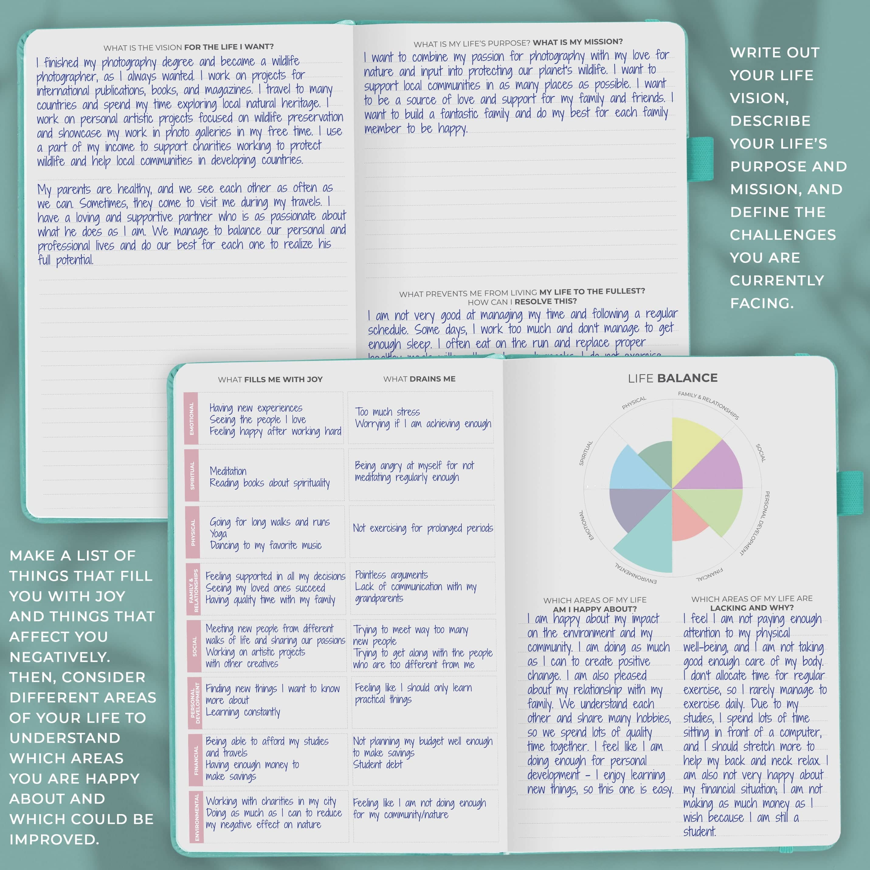 Clever Fox Self-Care Journal - Wellness & Daily Reflection Notebook - Mental Health & Personal Development Journal – Self-Care, Meditation & Mood Journal for Women & Men - A5 Size (Turquoise)
