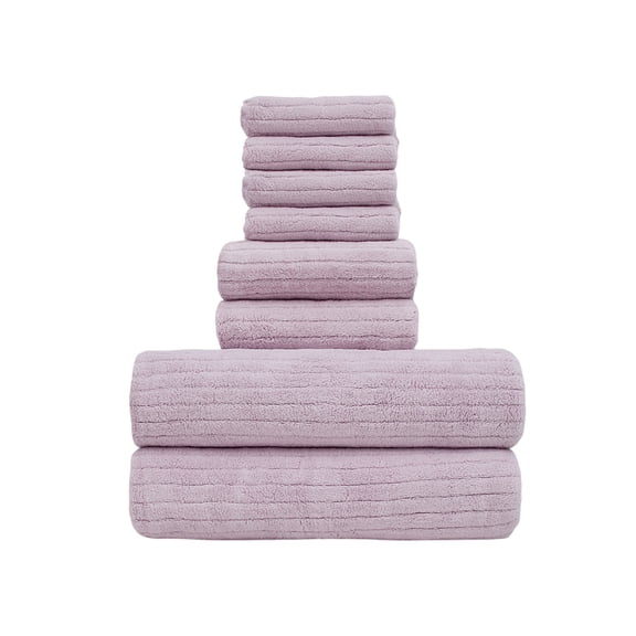 Elainilye Bath Towel Set of 8, Ultra Soft & Absorbent - Includes 4 Square Towels, 2 Bath Towels & 2 Hand Towels for Bathroom Spa Hotel Home Use, Purple