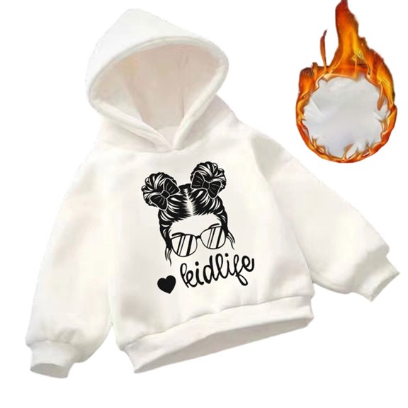 Little Girls Hoodie Casual Jacket with Long Sleeves Printed Sweatshirt Outerwear Size 7T ,White