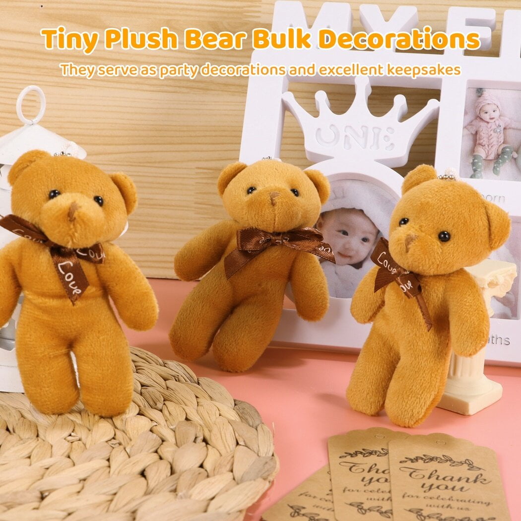 72 Pcs Mini Christmas Stuffed Animals - Bulk Plush Ornaments With Hats & Scarves For Tree Decor