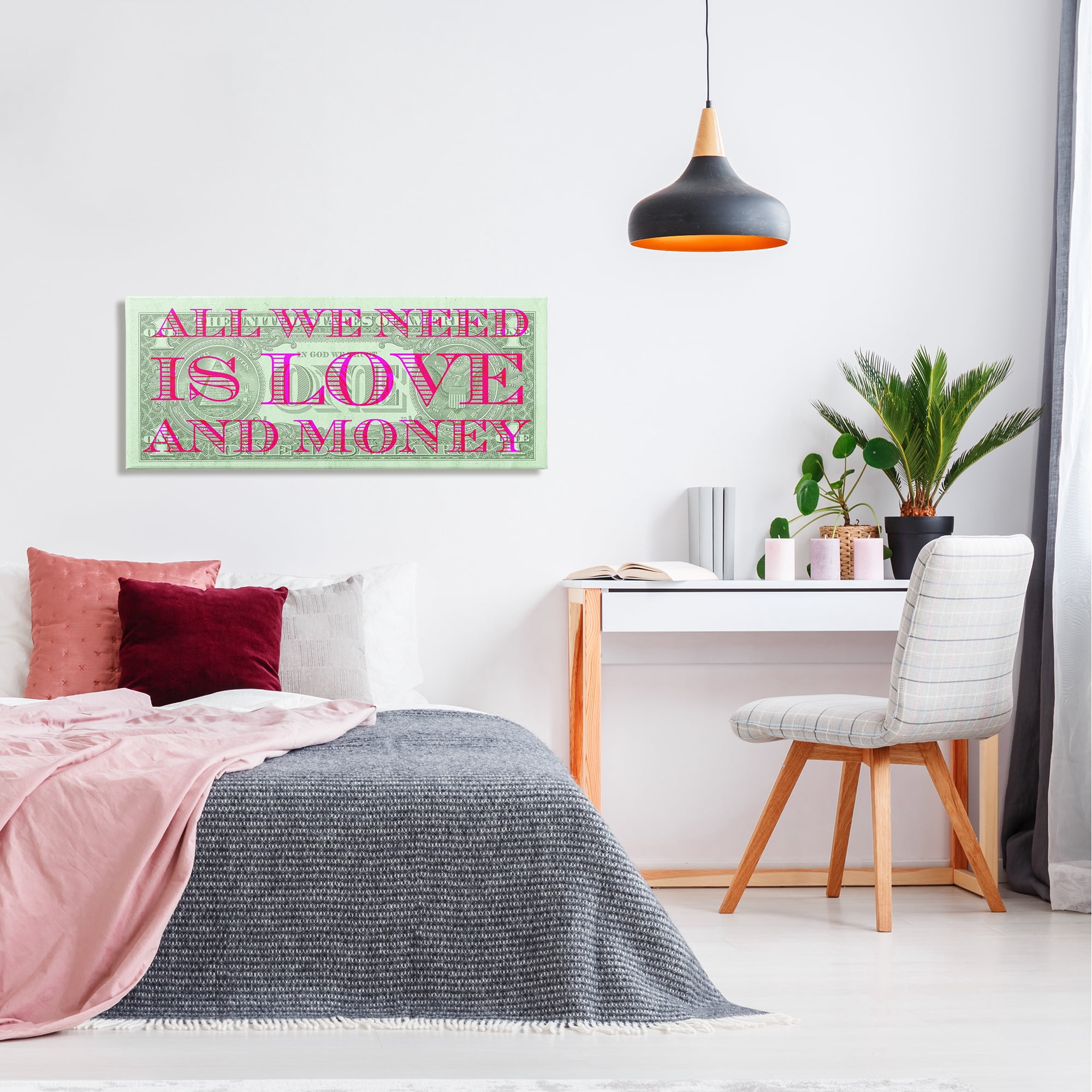 Stupell All We Need Is Love & Money Phrase Inspirational Painting Gallery Wrapped Canvas Print Wall Art