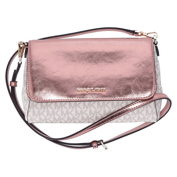 Michael Kors Women's PVC/Metallic Leather Jet Set MD Convertible Pouchette, Pink