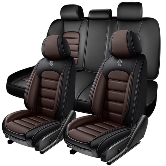 Car Seat Cover for Toyota Prius 2013, Black and Coffee Car Seat Covers, PU Leather 5 Seats Full Set Anti-Slip Suitable for All Seasons, Protect Car Seats