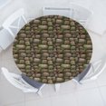thumbnail image 3 of Ambesonne Nature Fitted Round Tablecloth, Stones Covered with Moss, 40"- 44" Diameter, Dark Taupe Fern Green, 3 of 5