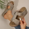 thumbnail image 5 of Dakaela Wedge Sandals for Women Cork Sole Non Slip Platform Summer Shoes Casual Walking Slides Khaki 8, 5 of 8