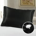 thumbnail image 5 of Bedding Luxury Soft Silky Satin Pillow Black With Zipper UK US Queen 51*76*2 cm, 5 of 8