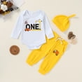 thumbnail image 2 of Tiny Cutey Baby Boy 1st Birthday Outfit Fall Winter Long Sleeve Bodysuit Romper Pants Hat Coming Home Outfit Clothes Set for 12-18 Months, 2 of 8