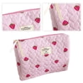 thumbnail image 6 of Quilted Strawberry Portable Make Up Bags Zipper Closure Travel Cosmetic Bags Large Skincare Brush Organizer Pouches for Women and Girls (M), 6 of 8