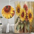 thumbnail image 4 of Spring Sunflowers Shower Curtain Set - Standard 72" x 72" Washable Bathtub Curtain with 12 Hooks, Abstract Oil Painting Floral Leaf Plant Waterproof Fabric Stall Shower Curtains for Bathroom Décor, 4 of 6