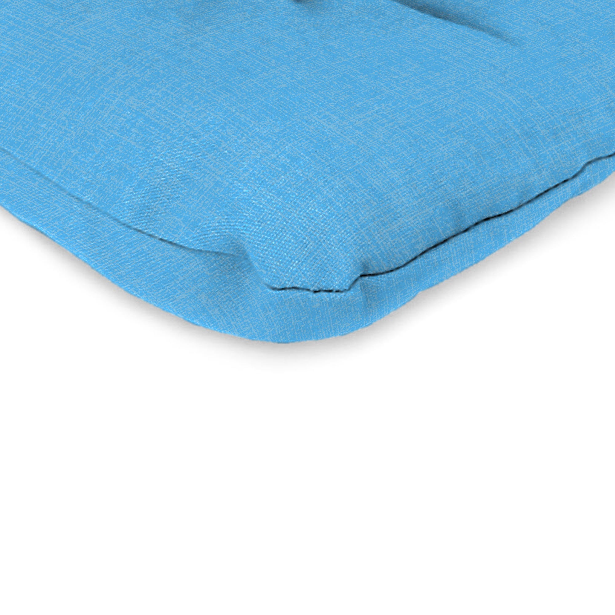 Jordan Manufacturing 38" x 21" Celosia Ice Blue Crosshatch Rectangular Outdoor Wrought Iron Chair Cushion with Ties and Hanger Loop
