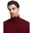 thumbnail image 6 of Kallspin Men's Turtleneck Sweaters Wool Blend High Neck Pullover Sweaters(Burgundy Red,X-Large), 6 of 7