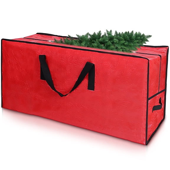 Firstness Christmas Tree Storage Bag,Fits UP to 7.5 ft Artificial Trees with Reinforced Handles & Dual Zipper,Red