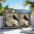 thumbnail image 5 of Outdoor Waterproof Pillow Covers Halloween Skeleton Black Crow Gothics Decorative Throw Pillow Protectors,Dead Trees Black Plaid Pillowcase Cushion Cases for Patio Sofa Garden Couch,16x16in,Pack of 2, 5 of 9