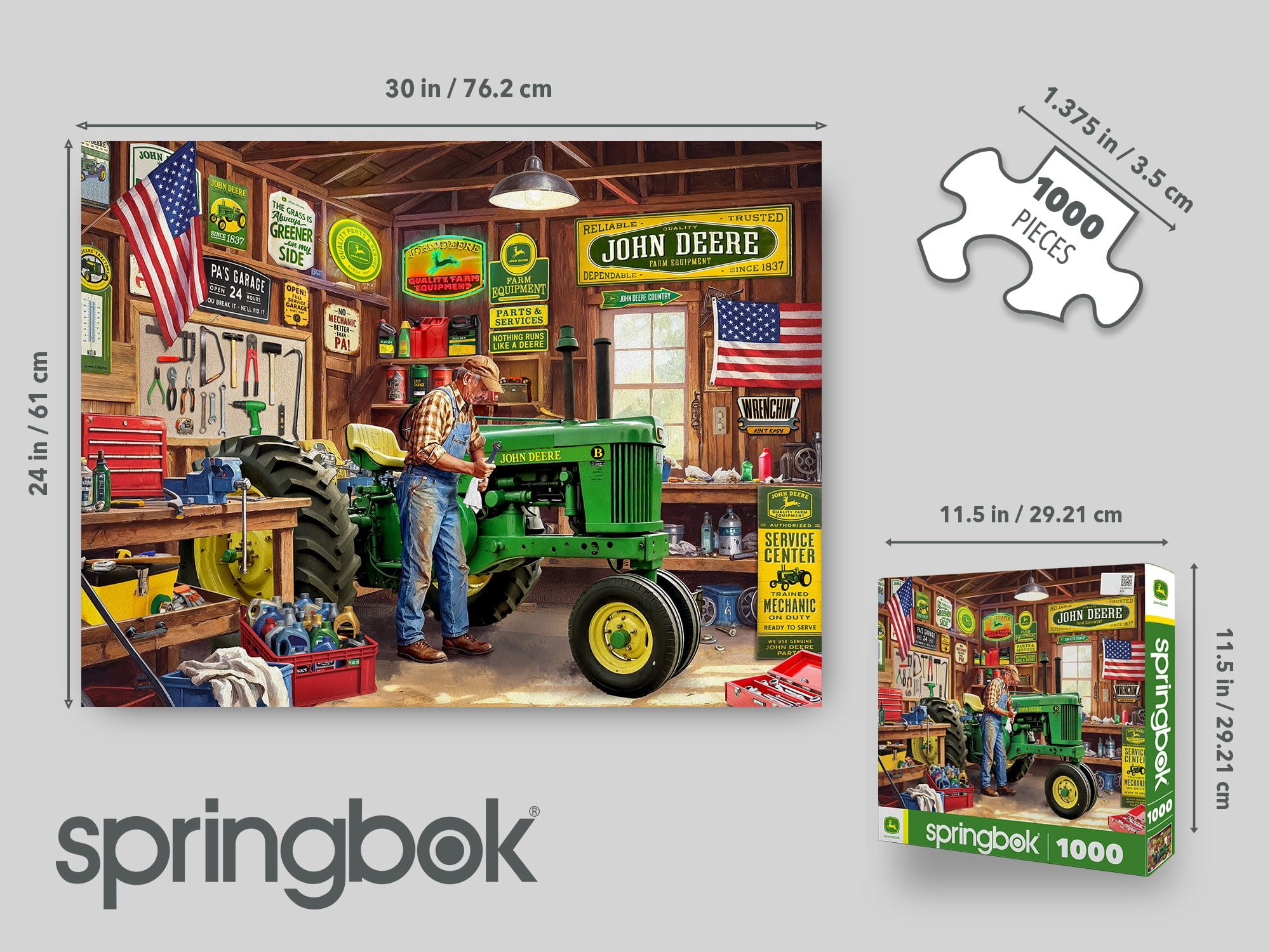 Springbok John Deere Grandpa's Garage 1000 Piece Jigsaw Puzzle for Adults - Poster Included