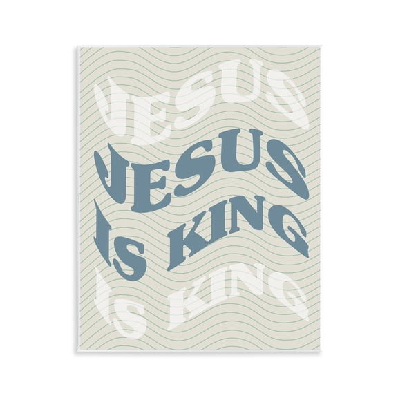 Stupell Industries Wavy Jesus Is King Religious & Spiritual Painting Unframed Art Print Wall Art, 11 x 14