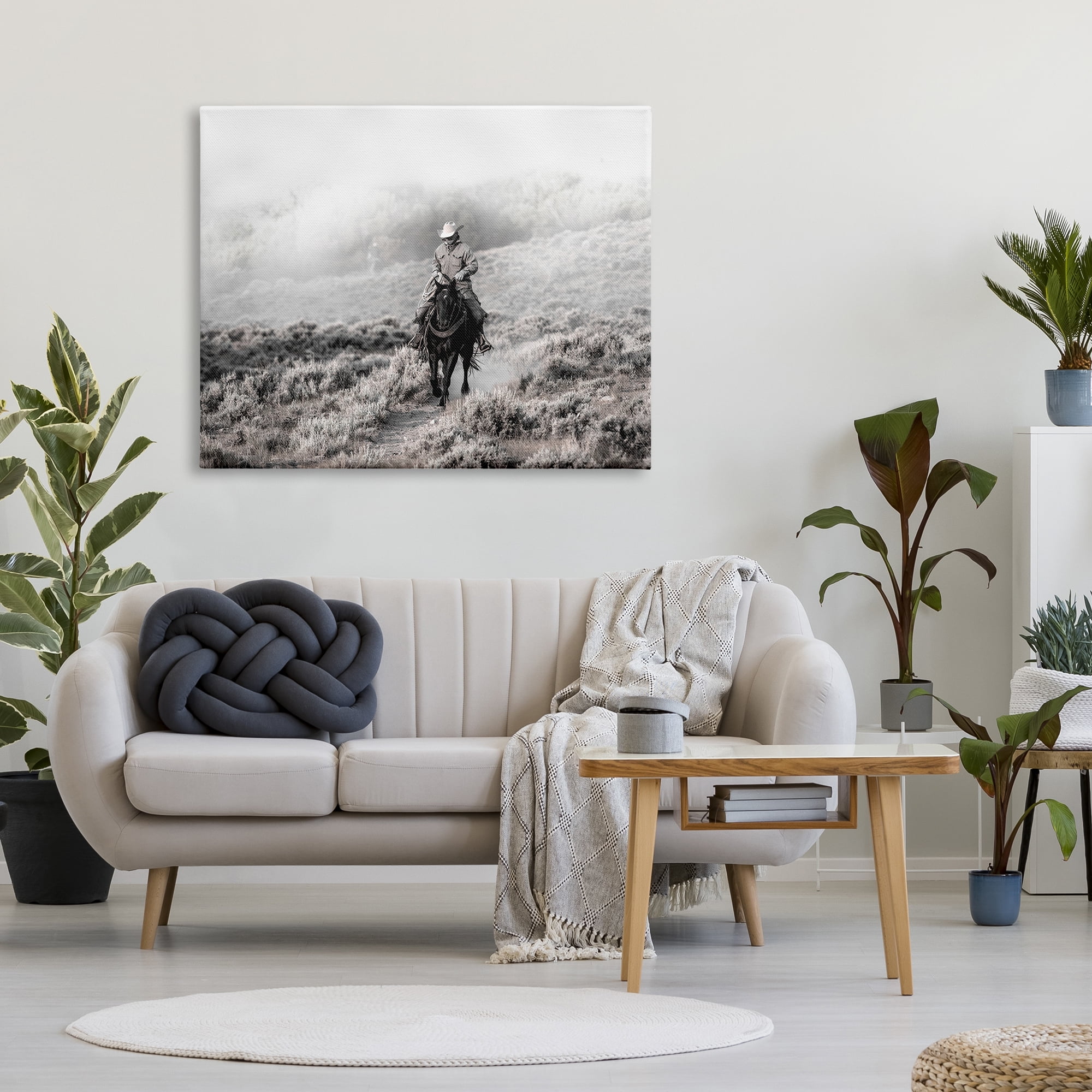 Stupell Industries Cowboy Trotting in Nature Landscape Photography Gallery Wrapped Canvas Art Print Wall Art, 48 x 36
