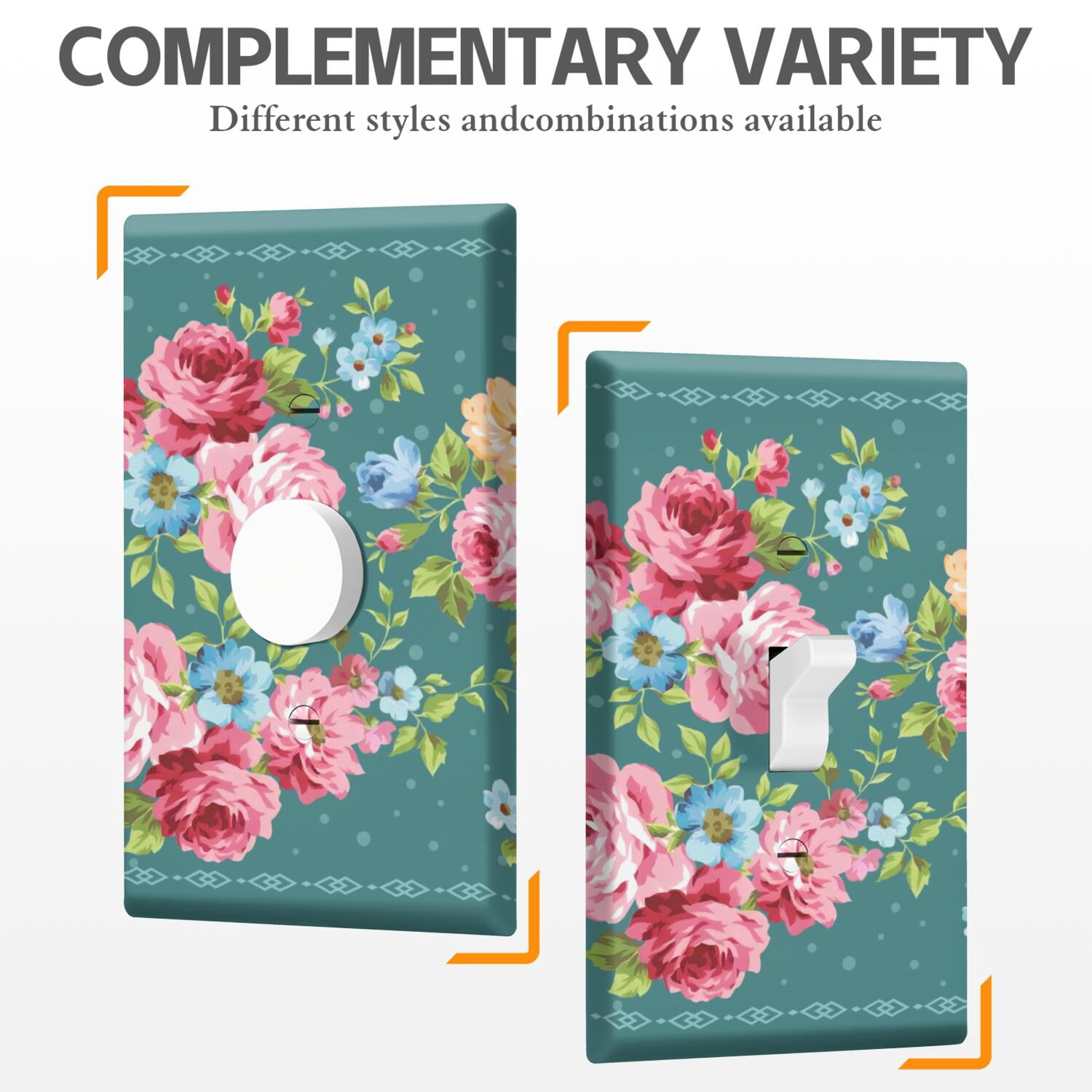 Decorator Switch or Receptacle Pioneer Floral Outlet Wall Plate,Size 1-Gang 2.8" x 4.5”, Polycarbonate Thermoplastic Electrical Switchplate Home Decor for Kitchen Living Room Bedroom Decorate