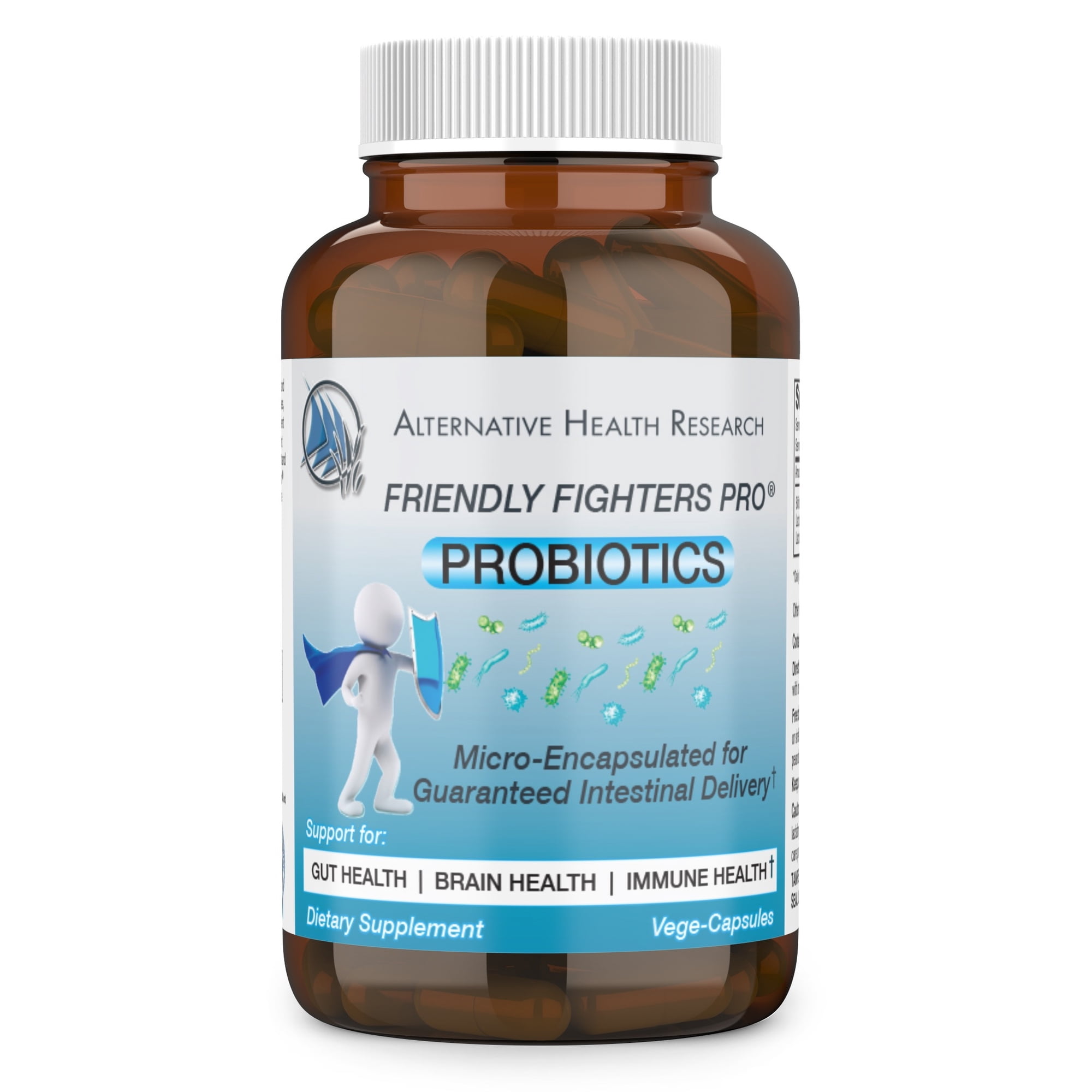 Friendly Fighters Pro® Probiotic | 3 Month Supply | 90 Vege-Capsules | Men, Women, and Children | Digestive and Immune Health Micro-Encapsulated for Guaranteed Delivery to The Intestines