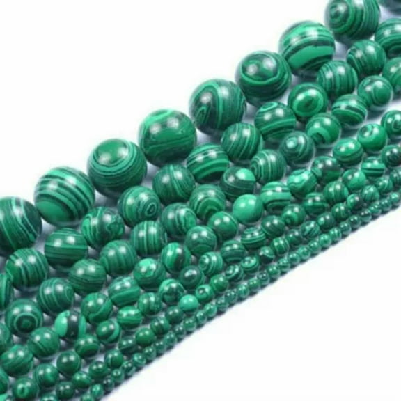 EOEMY 6/8mm Green Malachite Gemstone Round Loose Spacer Beads 15''-6mm