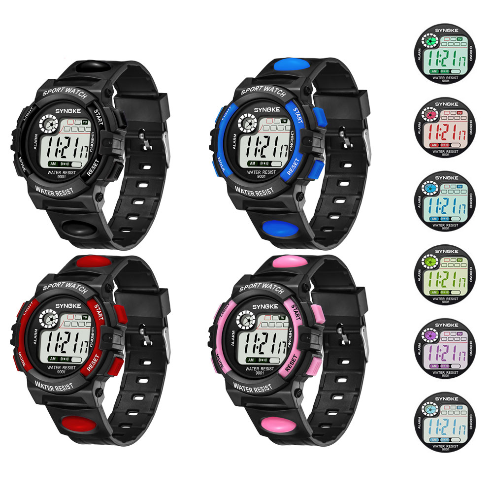 Montre-bracelet à Quartz Numérique Multifonctionnelle Lumineuse pour Étudiants Cadeau
