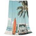 thumbnail image 2 of Fotbe Vintage Surf Van Beach Manta de Franela Acolchonada con Estampado, Súper Suave y Esponjosa, Extra Grande para Sofá, Cama, Uso Todo el Año-60"x50", 2 of 7