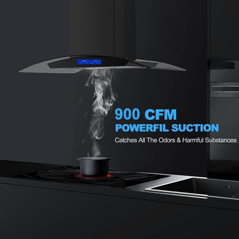 JOEAONZ New 30 inch Wall Mount Range Hood 900CFM Stainless Touch Panel with Led Lights 110V