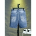 thumbnail image 6 of CAIVO Child Boys Blue Denim Shorts For Drawn With Washed Distressed Style And Classic Fit Comfort Comfort Bottoms, 6 of 7