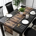 thumbnail image 3 of Rustic Wooden Door Table Runner 72 Inches Long, Brown Black Farmhouse Country Vintage Kitchen Coffee Dining Table Decoration for Home Party Birthday Wedding Home Decor 18x72 Inches, 3 of 8