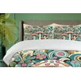 thumbnail image 2 of Ambesonne Mushroom Duvet Cover Set, Groovy 70s Garden Bloom, Queen, Teal Pink Beige, 2 of 5
