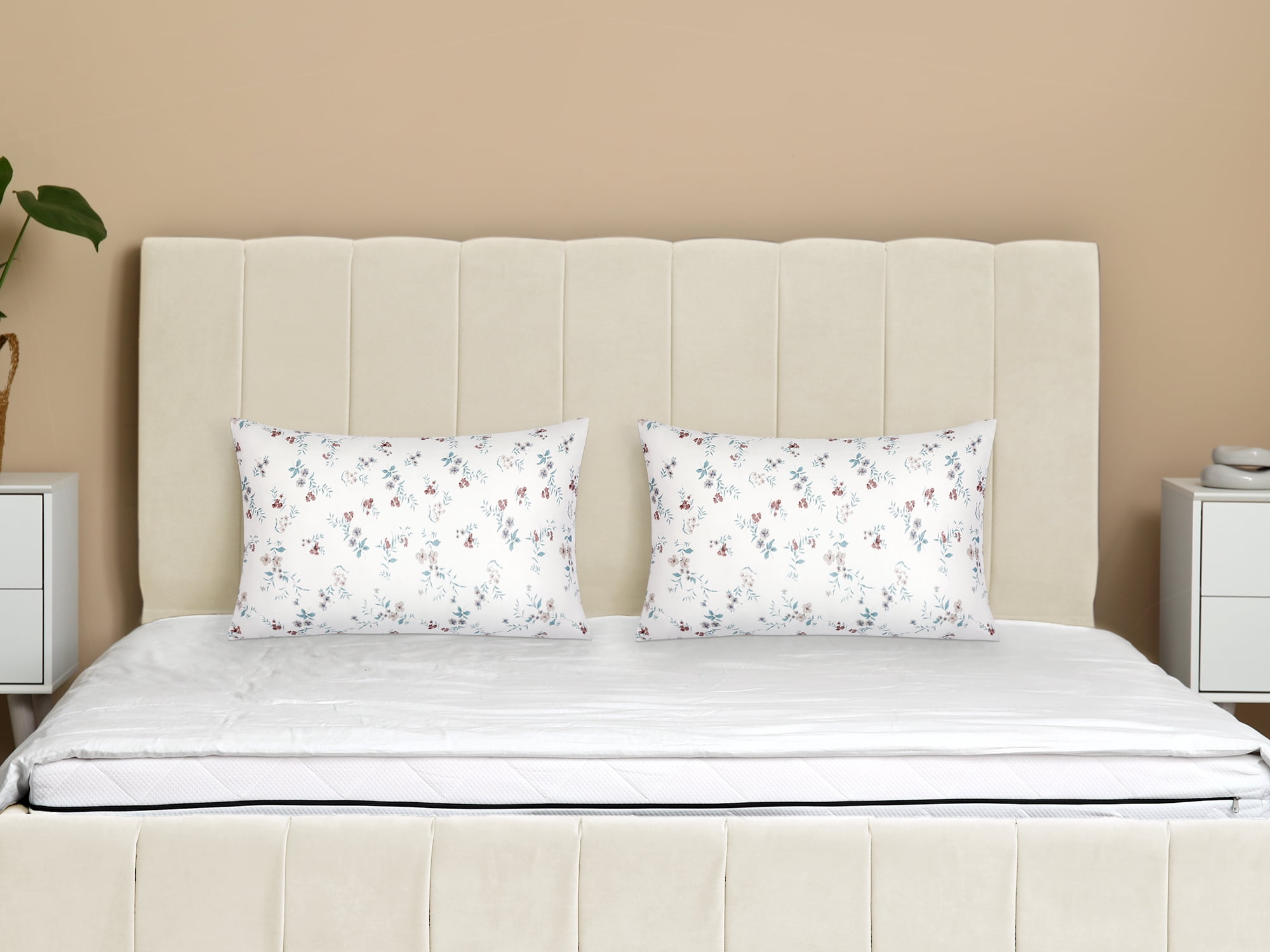 Unique Bargains Pillowcase Soft Floral Pillow Cases with Envelope Closure Queen Khaki