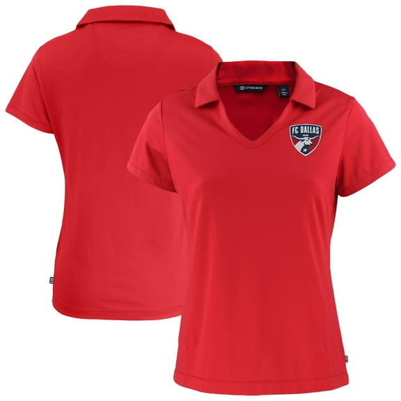 Women's-Cutter & Buck  Red FC Dallas Daybreak Eco Recycled V-Neck Polo