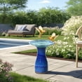 thumbnail image 5 of LuxenHome 20 Inch Ceramic Bird Bath for Outside, Elegant Tall Outdoor Bird Bath with Leaf Pattern, 5 of 8