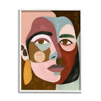 Stupell Industries Contemporary Abstract Face Abstract Painting White Framed Art Print Wall Art