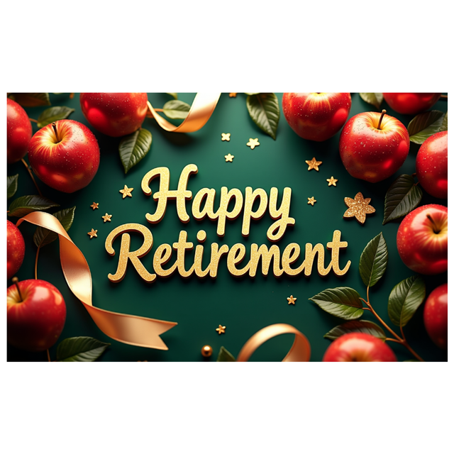 Happy Retirement Golden Apples and Hearts Theme Backdrop Banner Party Decoration Photography Props Celebration Background Decors