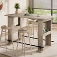 thumbnail image 1 of 63-Inch Bar Table – Grey Wooden Coffee Bar Unit with Storage – Farmhouse Counter Height Pub Table with Metal Footrest – Kitchen, Dining Room, Living Room, Bistro – Modern Home, 1 of 7