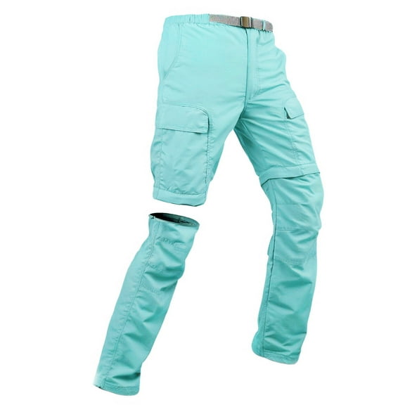 GrmtClth Cargo Pants for Women Convertible Quick Dry Waterproof Fishing Pants Lightweight Zip-Off Tacticalpants Baggy Stretch Pantalones with Multi Pockets Light Blue L