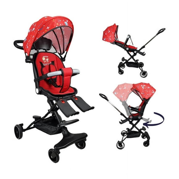 Carriola para Bebé de Viaje The Baby Shop con Asiento Giratorio 360, Plegable, Reclinable Rojo