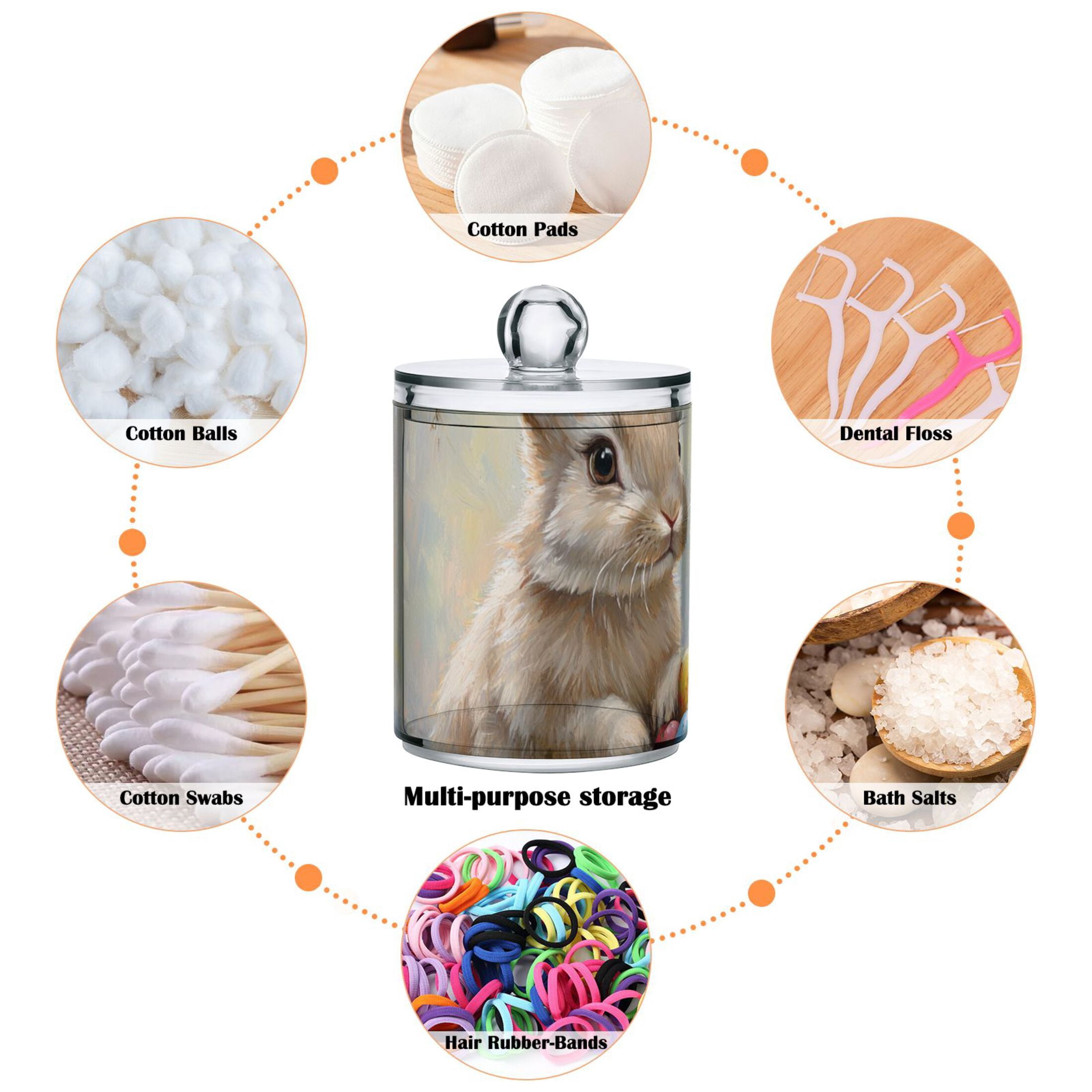 Ckdifva Rabbits Easter Eggs Storage Jar with Lid Acrylic Organization Storage Containers Set of 4