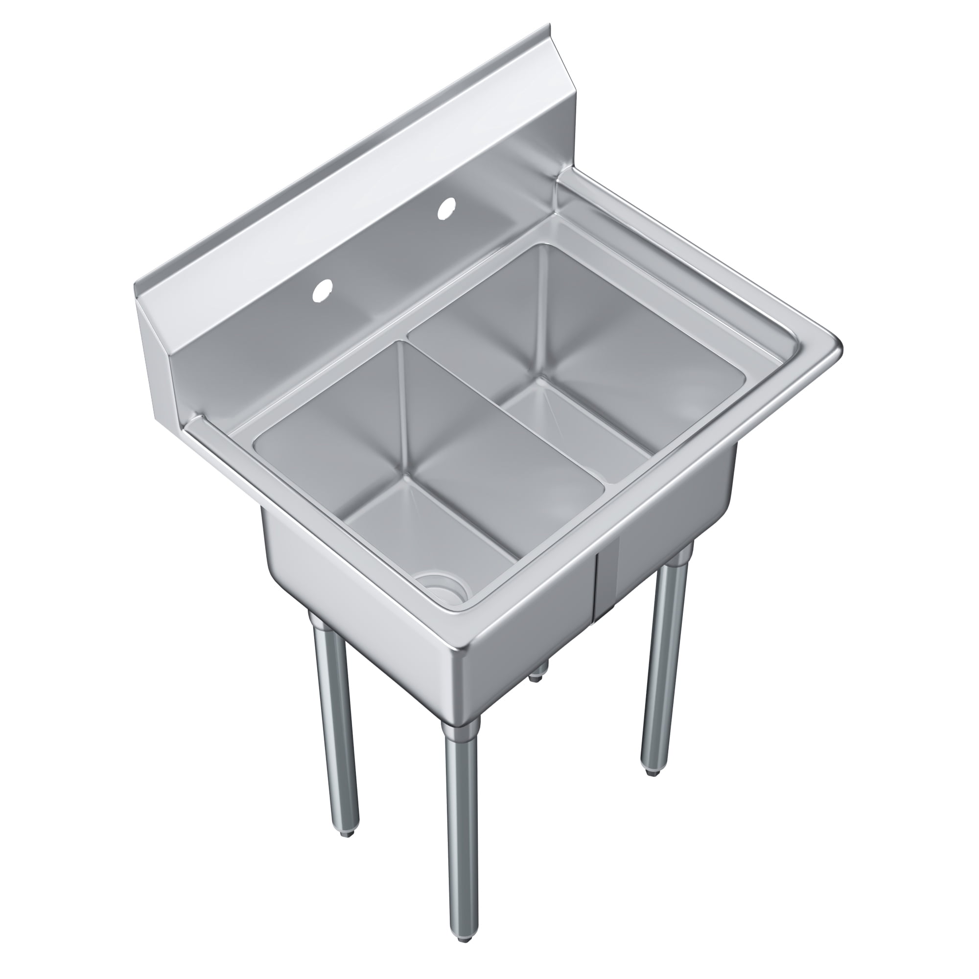 AmGood 20 in. x 26 in. Stainless Steel Two Compartment Sink with 10 in. x 14 in. x 10 in. Bowls