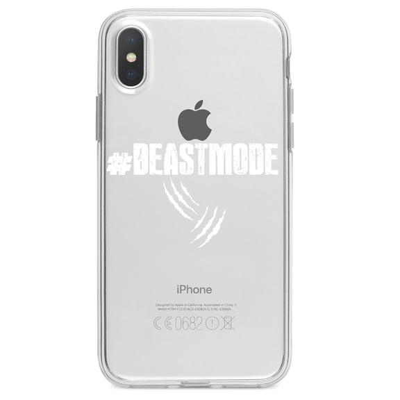 DistinctInk Clear Shockproof Hybrid Case for iPhone X / XS (5.8" Screen) - TPU Bumper Acrylic Back Tempered Glass Screen Protector - #Beastmode Beast Mode