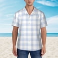thumbnail image 2 of Honeii Blue Checkboard Print Men’s Hawaiian Shirt,Classic Button-Down Short Sleeve Shirt, for Beach, Vacation, and Outdoor Activities,Medium, 2 of 7