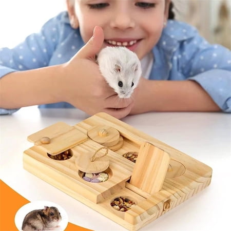CoreLiving 6 in 1 Guinea Pig Foraging Toys Wooden Interactive Treat Dispenser for Small Animal, Hamsters Chew Toys, Rabbit Enrichment Accessories for Bunnies Chinchillas Rats and Gerbils