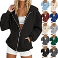 thumbnail image 7 of lcziwo Women Full Zip Hoodie Athletic Trendy Long Sleeeve Jackets with Pockets Casual Solid Color Sweatshirts Fall Winter 2026 Gray,S, 7 of 7