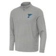 thumbnail image 2 of Men's Antigua Heather Gray St. Louis Blues Subtle Quarter-Zip Sweatshirt, 2 of 3