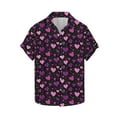 thumbnail image 3 of qucoqpe Valentine's Day Shirts for Men 2026 Spring Summer Fashion Heart Printed Turndown Neck Short Sleeve T-shirt Casual Loose Blouse Tee Tops, 3 of 5