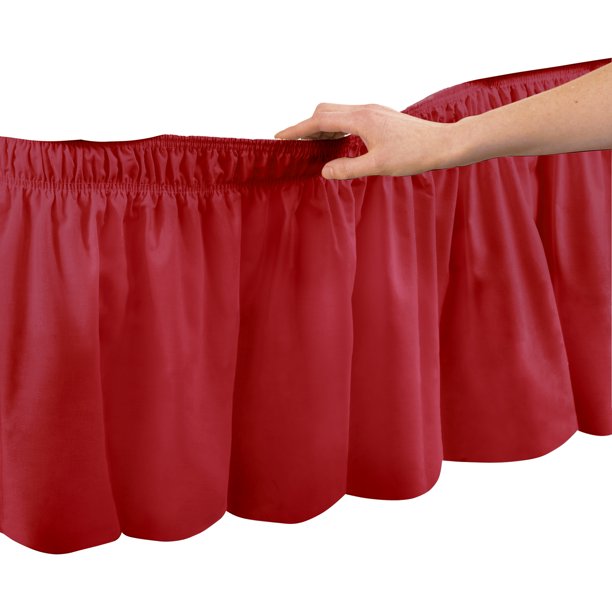 Collections Etc Elastic Bed Wrap Ruffle Bed Skirt Red Queen/King