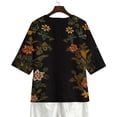 thumbnail image 6 of Womens Plus Tops Casual Fashion Printed Short Sleeve Button Shirt Loose T-shirt Blouse, 6 of 9